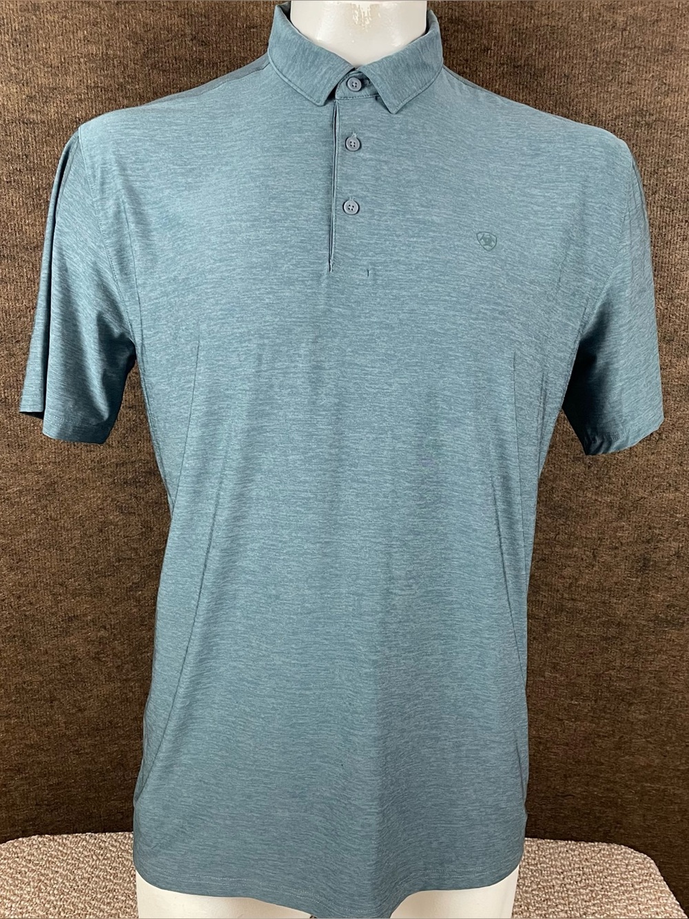 Ariat Polo Shirt Mens Large Blue AriatTEK Golf Performance Short Sleeve Ws